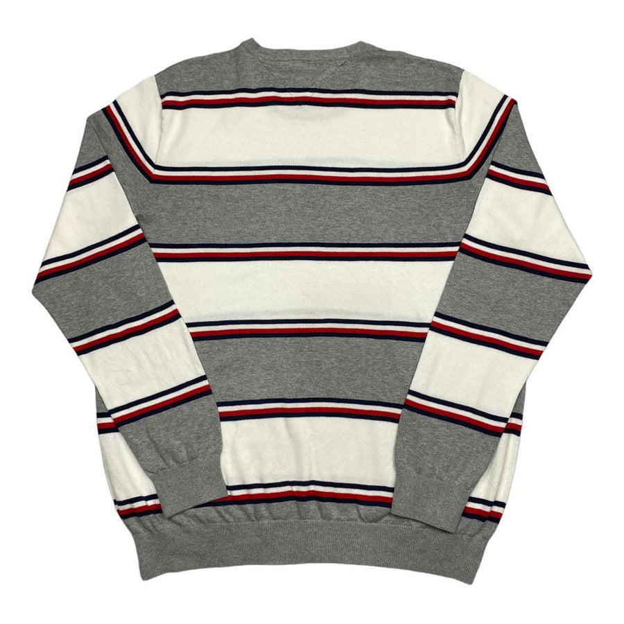 Tommy Hilfiger Vintage Grey & White Fine Knit Striped Jumper