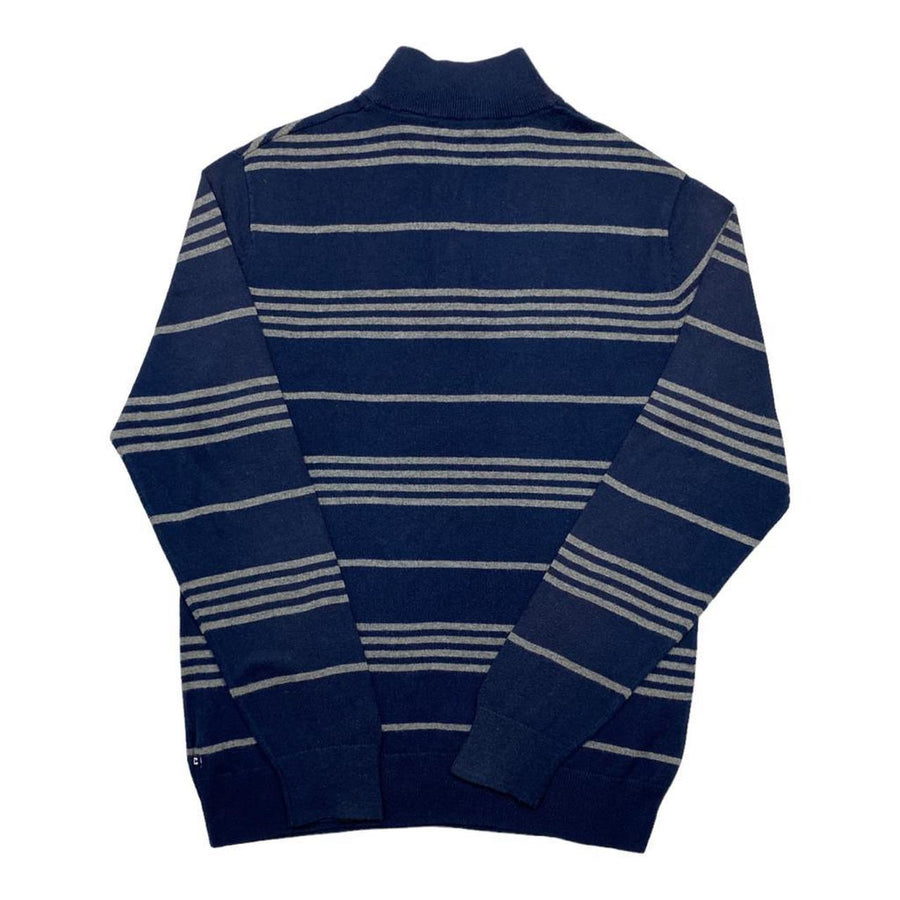 Chaps by Ralph Lauren Vintage Blue & Grey Striped 1/4 Zip Jumper