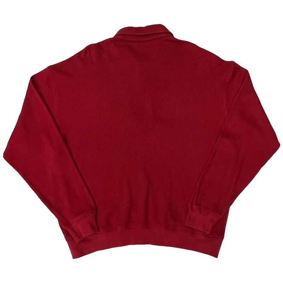 Burberrys Vintage 90s Red Pullover Collared Sweatshirt Jumper