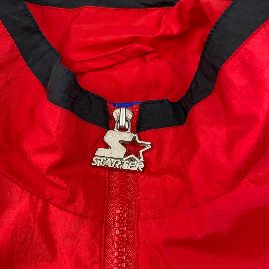 Starter Vintage Red Zip-Up Jacket with Large Spellout Nebraska Huskers Logo to Back