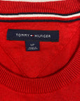 Tommy Hilfiger Vintage Red Fine Knit Jumper with Large Logo to Chest