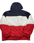 Fila Vintage Blue White & Red Retro Hooded Zip-Up Puffer Jacket