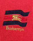 Burberrys Vintage 90s Red Pullover Collared Sweatshirt Jumper