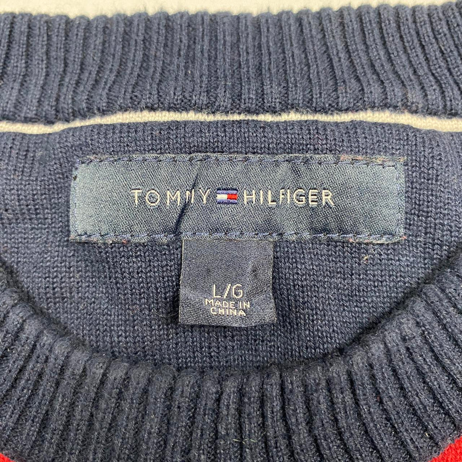 Tommy Hilfiger Vintage Navy & Red Fine Knit Jumper