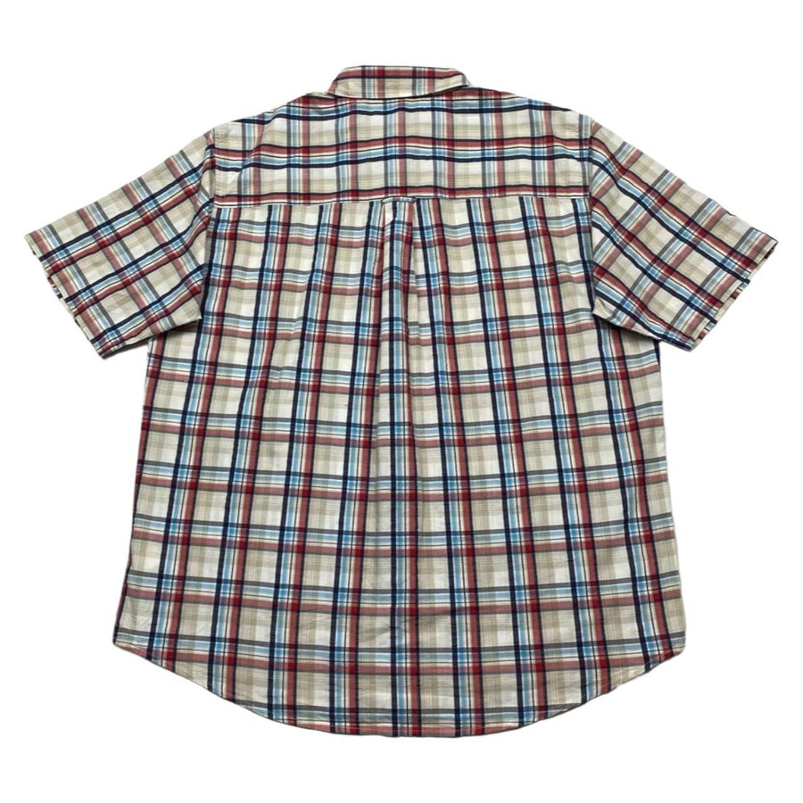 Chaps Vintage Short-Sleeved Checked Shirt - Cream / Red / Blue