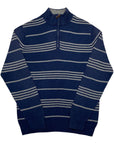 Chaps by Ralph Lauren Vintage Blue & Grey Striped 1/4 Zip Jumper