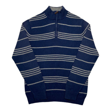 Chaps by Ralph Lauren Vintage Blue & Grey Striped 1/4 Zip Jumper