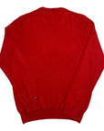 Tommy Hilfiger Vintage Red Fine Knit Jumper with Large Logo to Chest