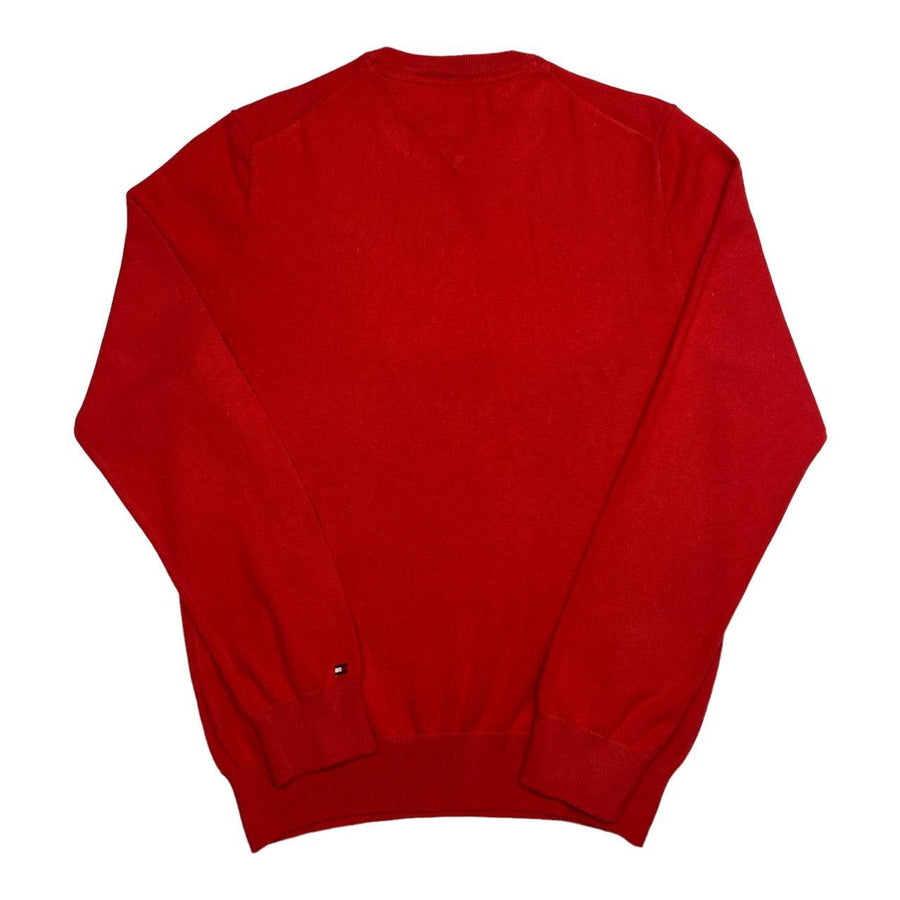 Tommy Hilfiger Vintage Red Fine Knit Jumper with Large Logo to Chest