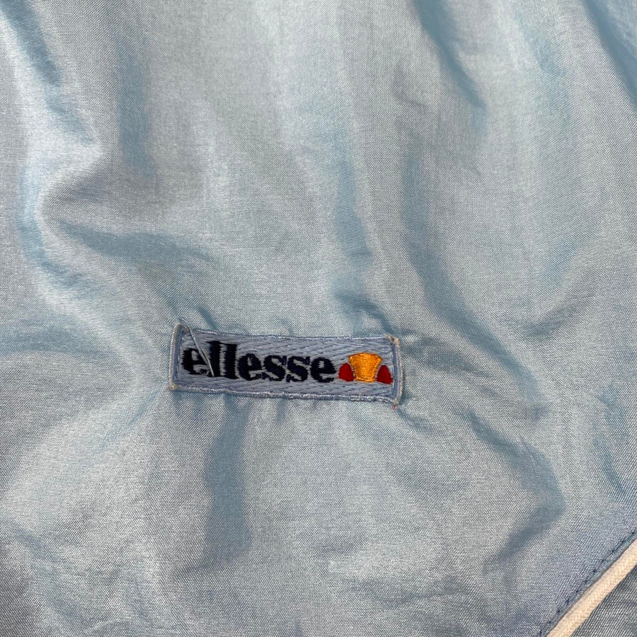 Ellesse Vintage Zip-Up Light Blue & Cream Nylon Retro 80s Track Jacket