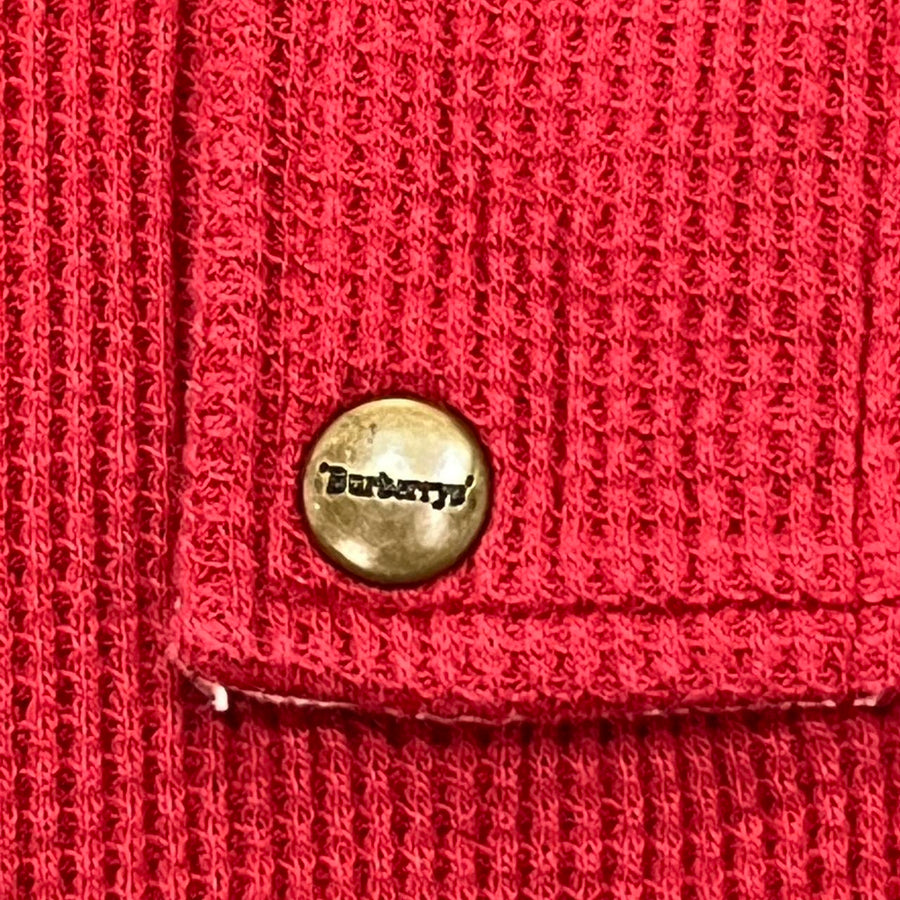 Burberrys Vintage 90s Red Pullover Collared Sweatshirt Jumper