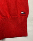 Tommy Hilfiger Vintage Red Fine Knit Jumper with Large Logo to Chest