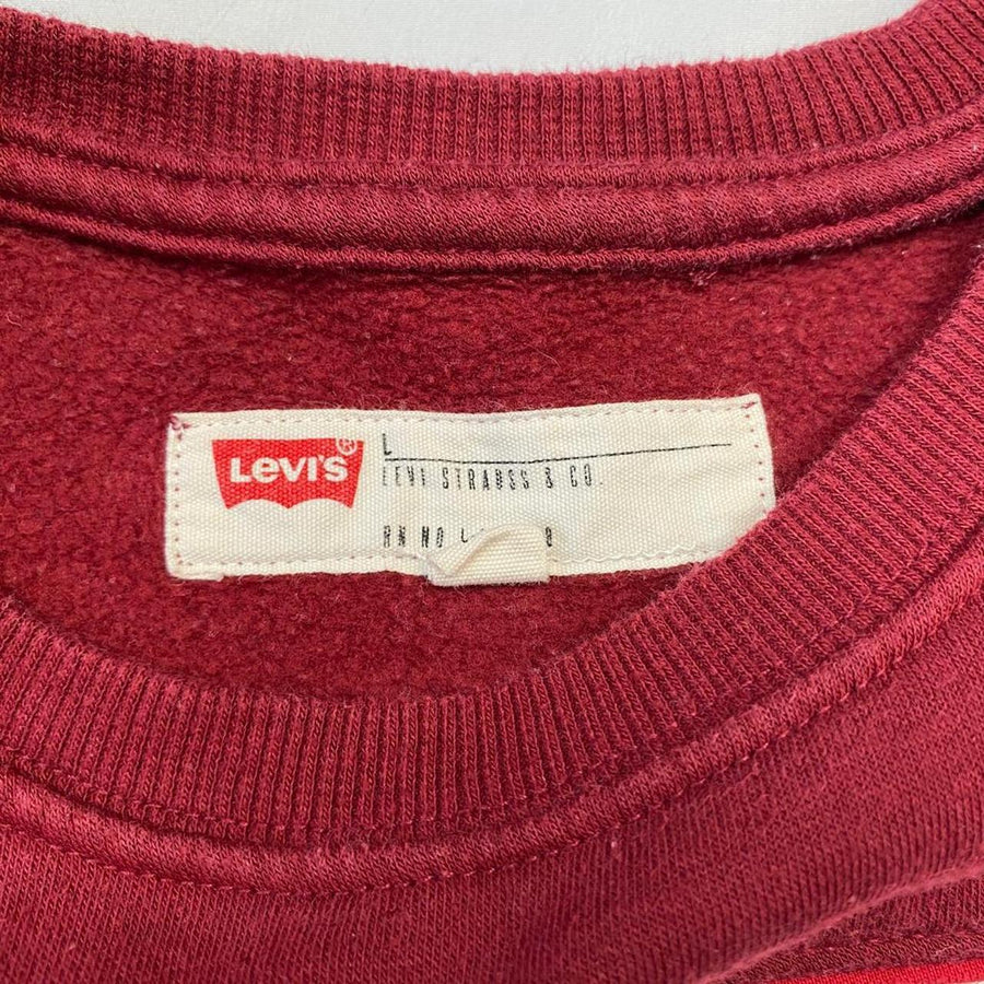 Levi's Vintage Burgundy Blue & Cream Spellout Sweatshirt