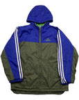 Adidas Vintage Khaki & Blue Retro Zip-Up Padded Hooded Jacket