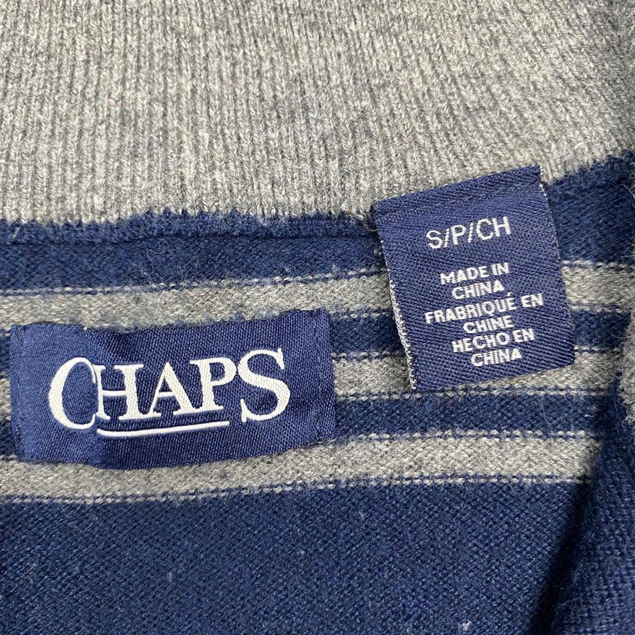 Chaps by Ralph Lauren Vintage Blue & Grey Striped 1/4 Zip Jumper